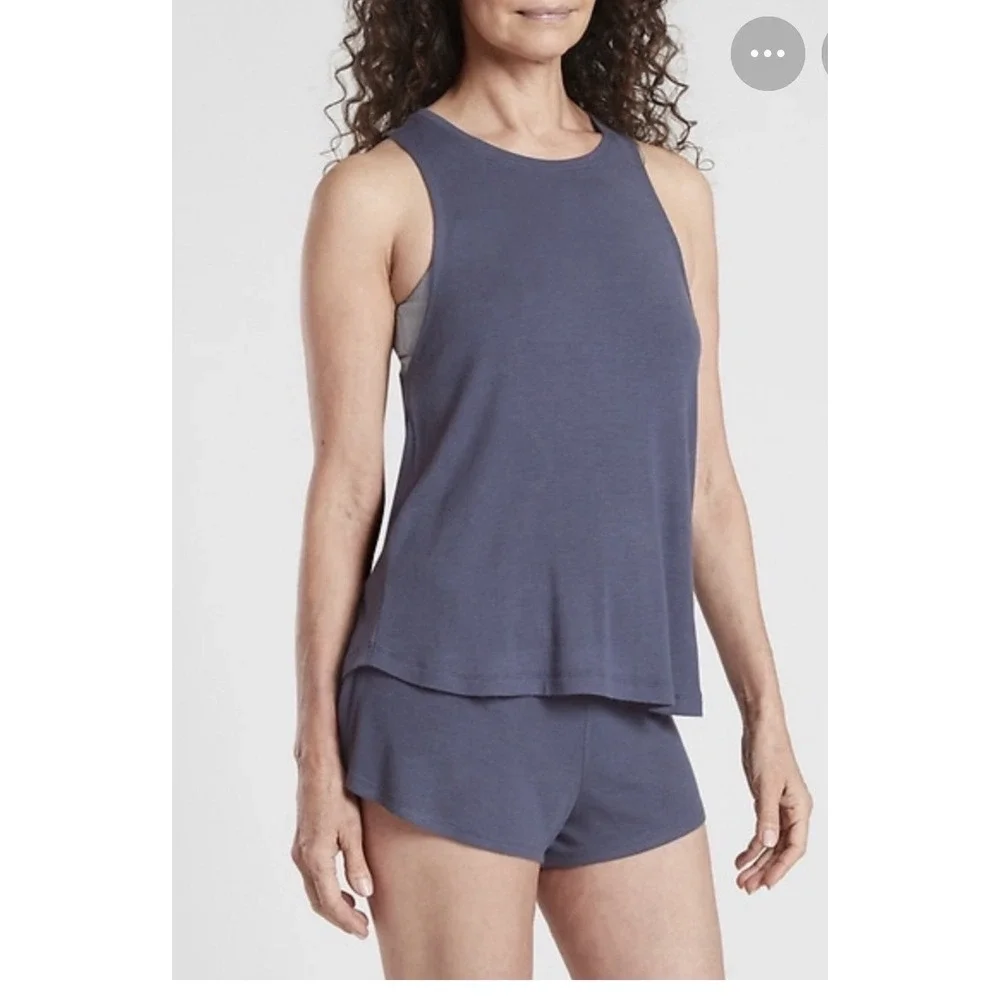 ATHLETA  Well Rested Rib Sleep Tank Blue Size Med Retail $44‎